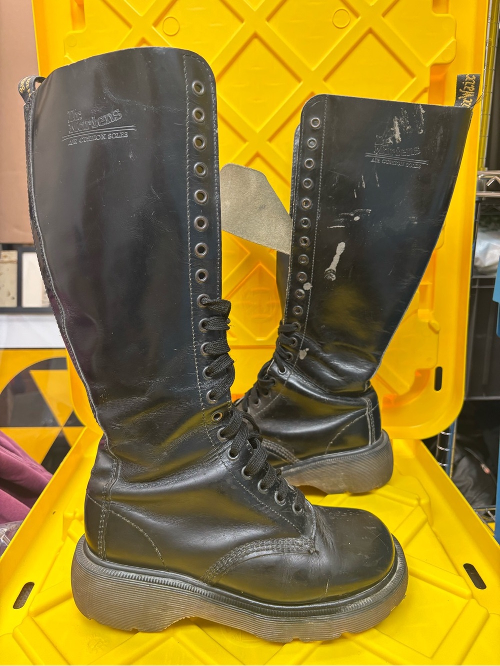 Vtg 1990s UK 5 (US Women's 7) Tall Doc Martens 20 Eye Made In England Knee High